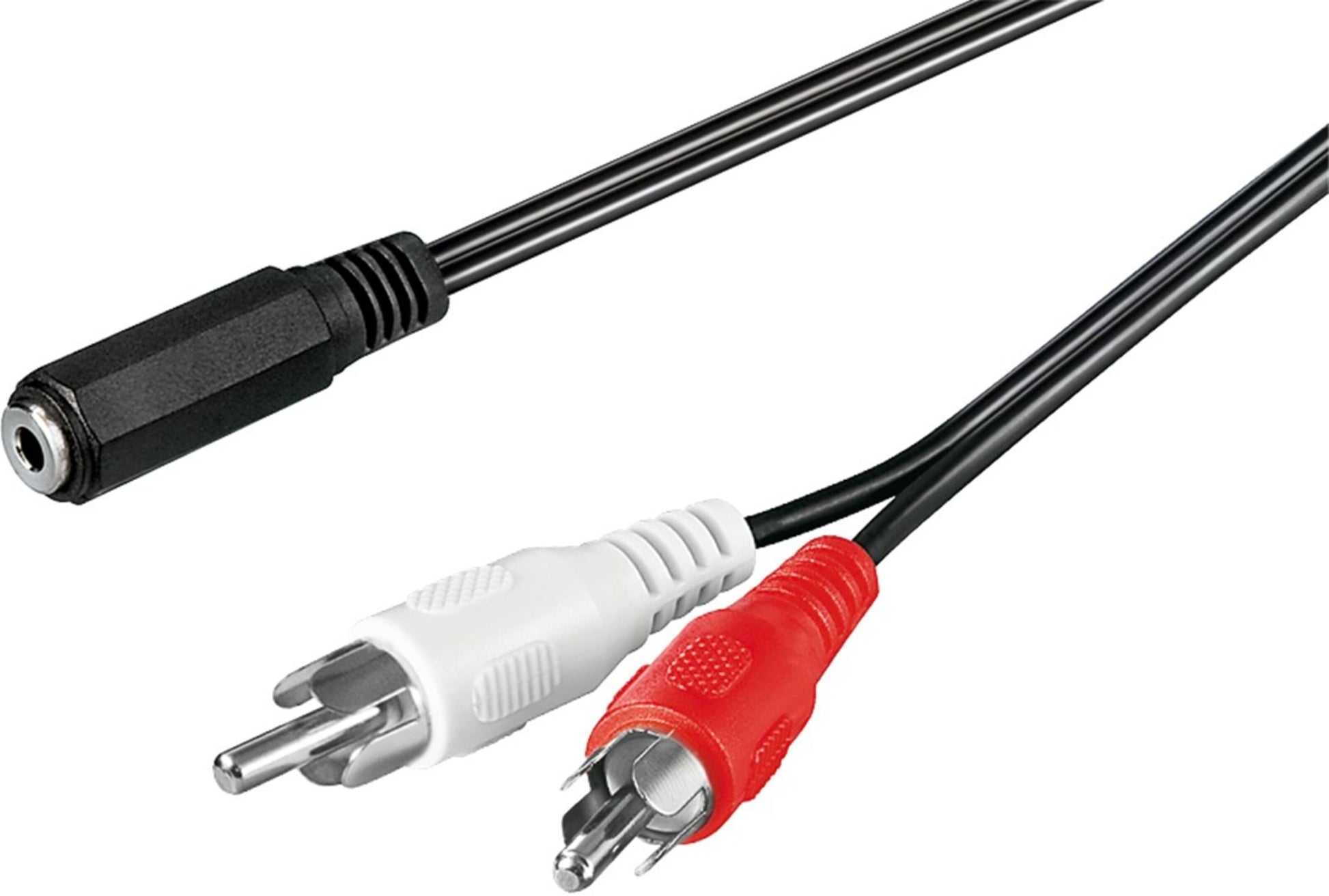 Goobay lydadapter 2x RCA han rød/hvid til 3,5 mm hun jack sort kabel 1,5 m.