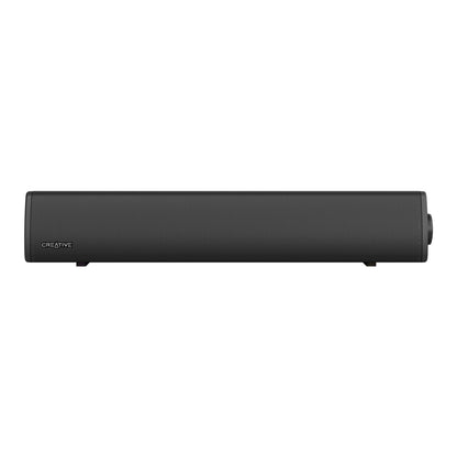 Creative Sound Blaster GS3 Gaming Soundbar sort, front, slankt rektangulært design, SuperWide-teknologi, gitter, kontrolknap.