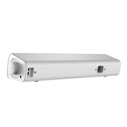 Creative Sound Blaster GS3 gaming soundbar hvid med stor rund drejeknap, USB-port og frontåbning, SuperWide-teknologi.