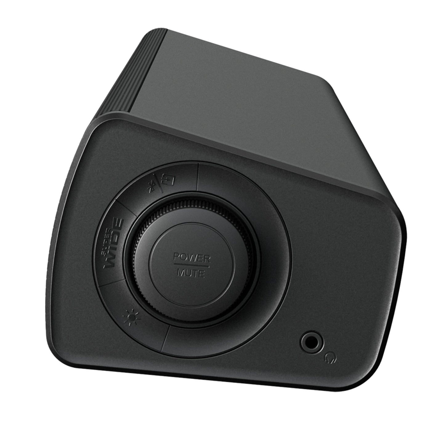 Creative Sound Blaster GS5 sort soundbar med volumenkontrol, power/mute-knap, jackstik, Bluetooth 5.3 og tekst: POWER, MUTE, SUPER WIDE.