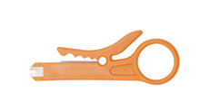 Dibotech Skæreværktøj orange kabelstripper med cirkulært greb og klinge til forberedelse af netværkskabler.