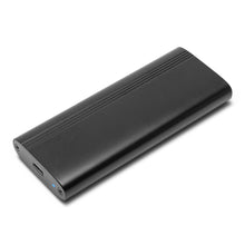 Plexgear Harddiskkabinet M.2 NVME sort med afrundede kanter, USB-C port og blå indikatorlys, understøtter USB 3.2 Gen 2.