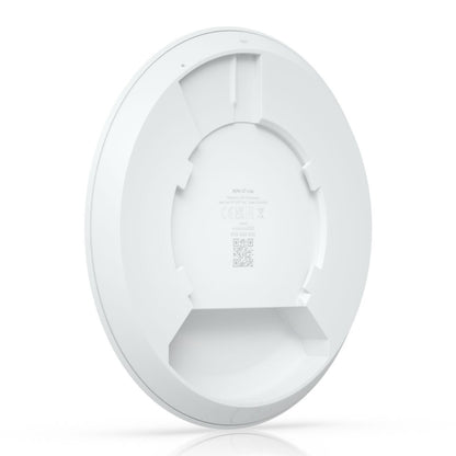 Ubiquiti UniFi U7 Lite hvid rund access point med flad bagside, fordybninger og 2,5 GbE RJ-45 port.