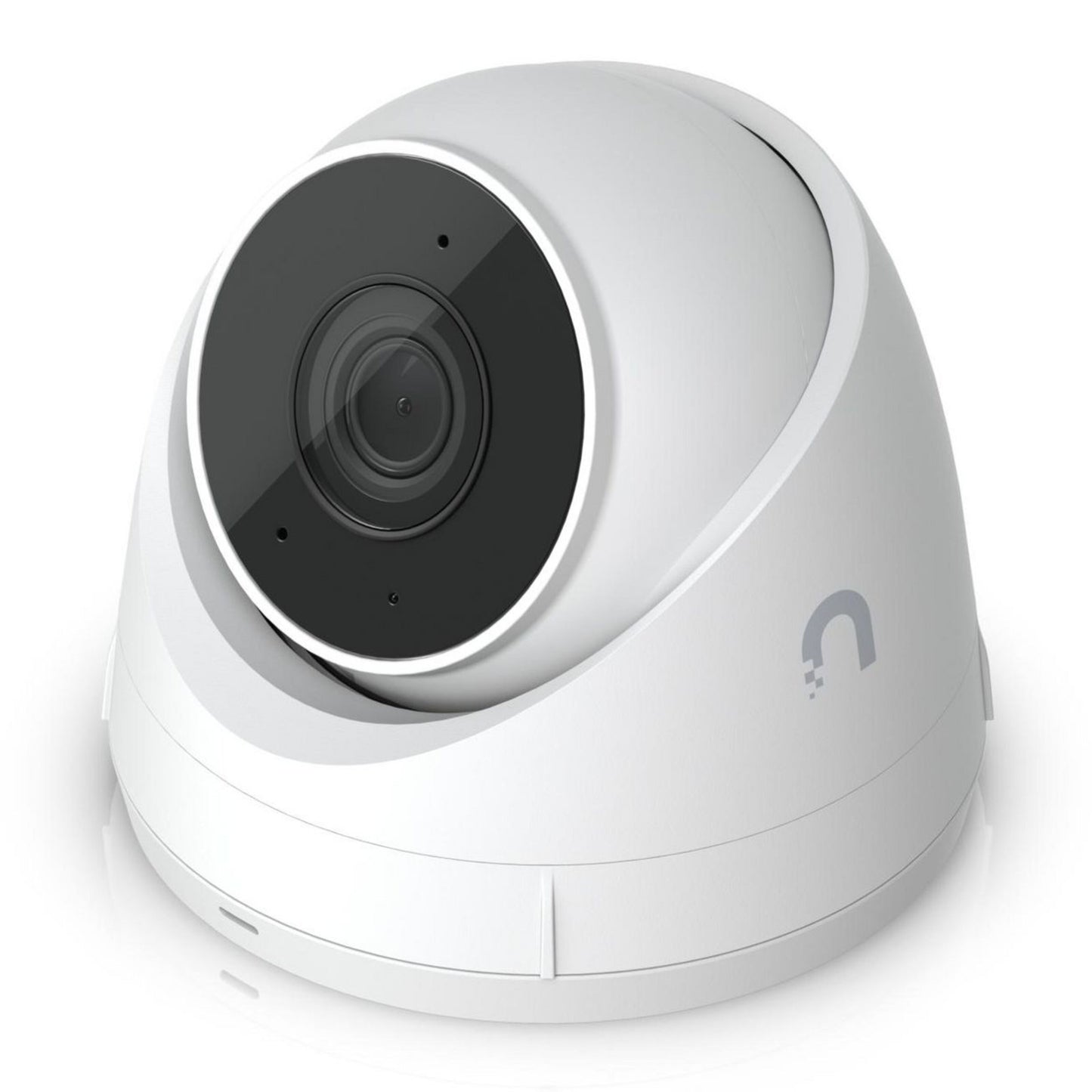 Ubiquiti UniFi Protect G5 Turret Ultra POE overvågningskamera hvid med diskret logo, Power over Ethernet.