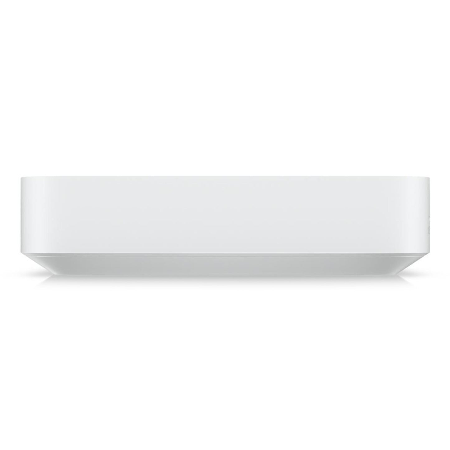 Ubiquiti Cloud Gateway Ultra, hvid, rektangulær med afrundede kanter, frontvisning.