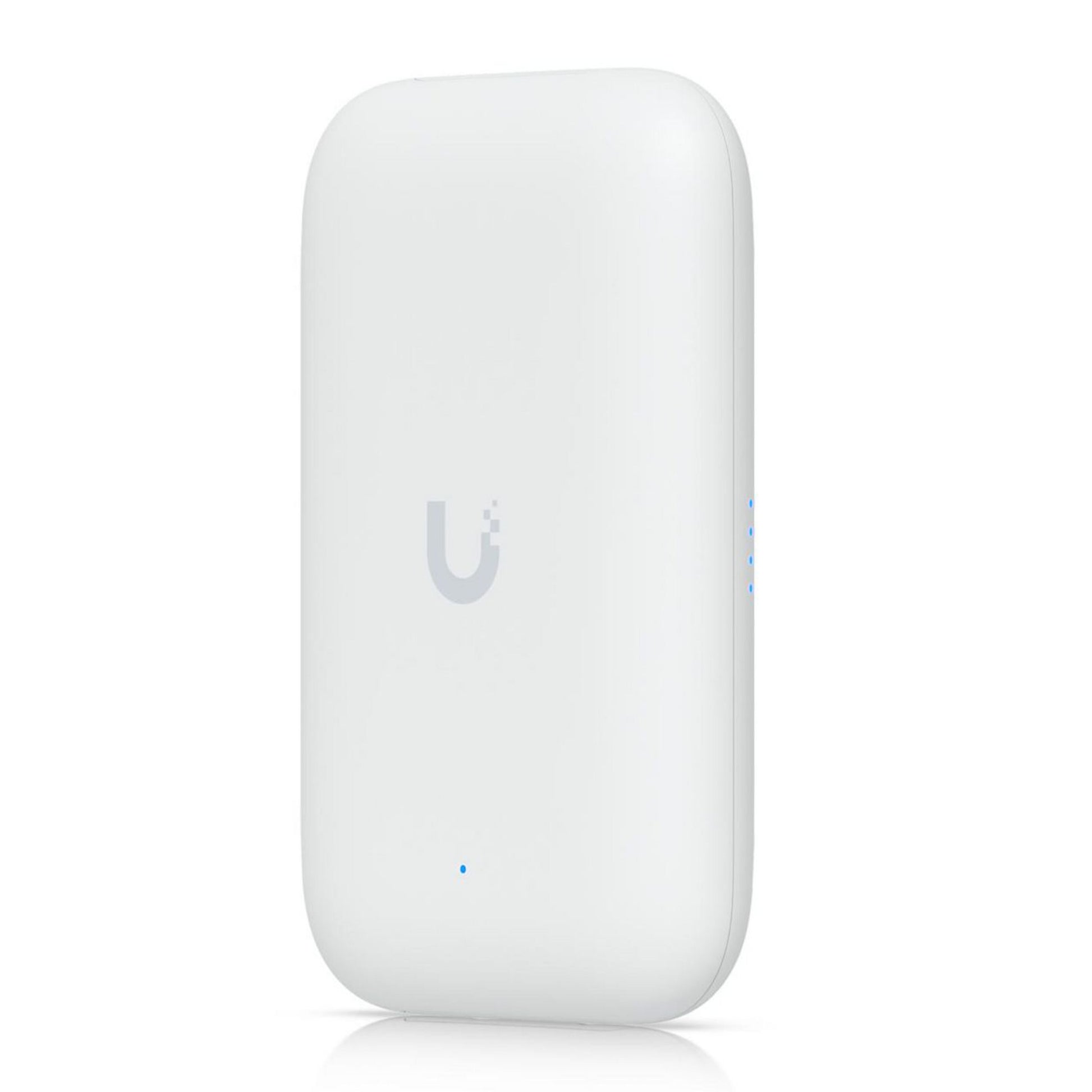 Ubiquiti UniFi Swiss Army Knife Ultra adgangspunkt hvid, rektangulær med LED-indikator, PoE og logo på fronten.