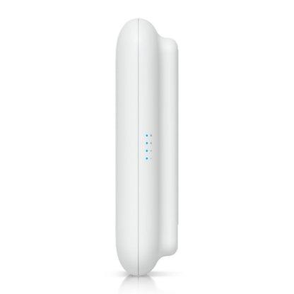 Ubiquiti UniFi Swiss Army Knife Ultra access point hvid, rektangulær med afrundede kanter, 5 blå LED og PoE-understøttelse.
