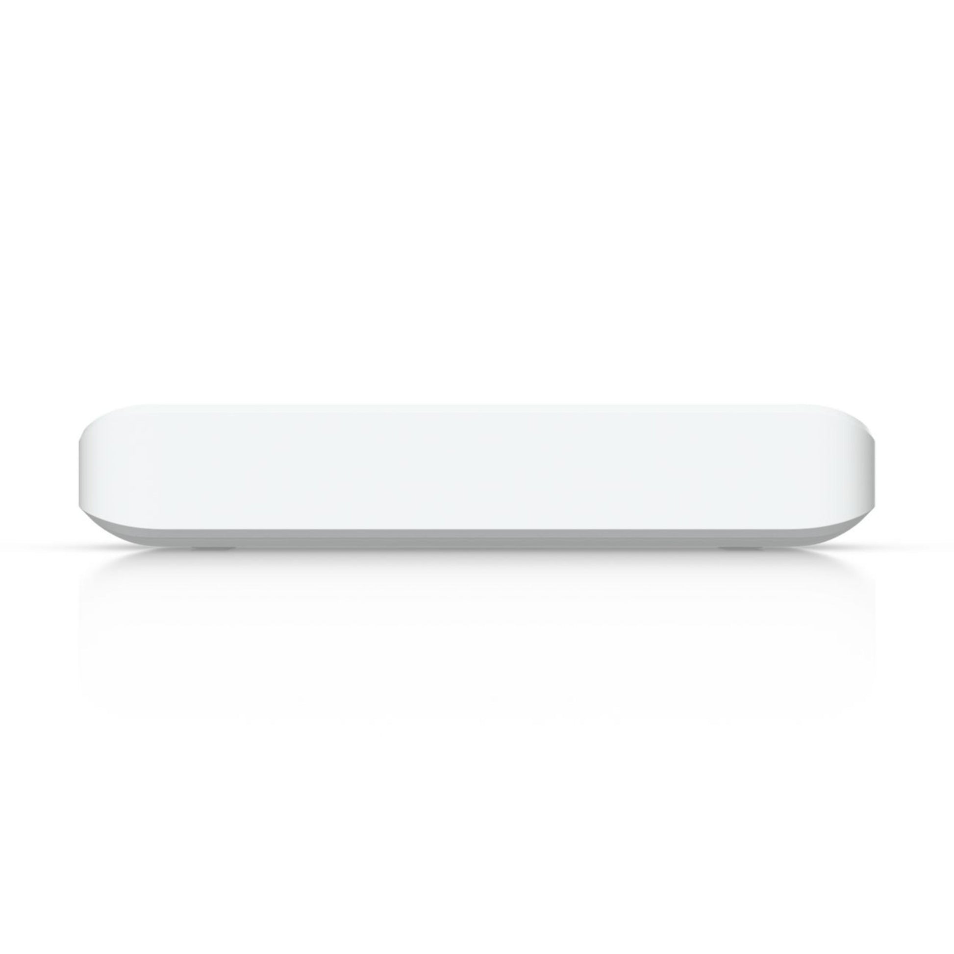 Ubiquiti Switch Flex Mini 2,5G 5P hvid rektangulær switch med afrundede kanter set forfra uden synlige porte eller knapper.