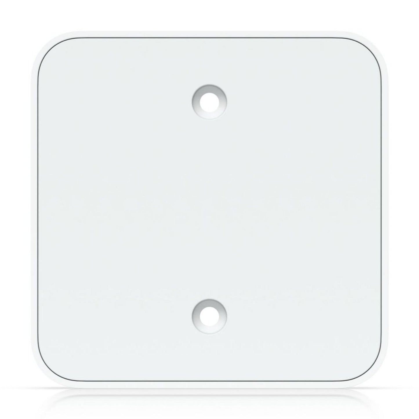 Ubiquiti flydende montering, hvid firkantet plast vægplade med afrundede hjørner og to skruehuller til UniFi Express/Gateway Lite.