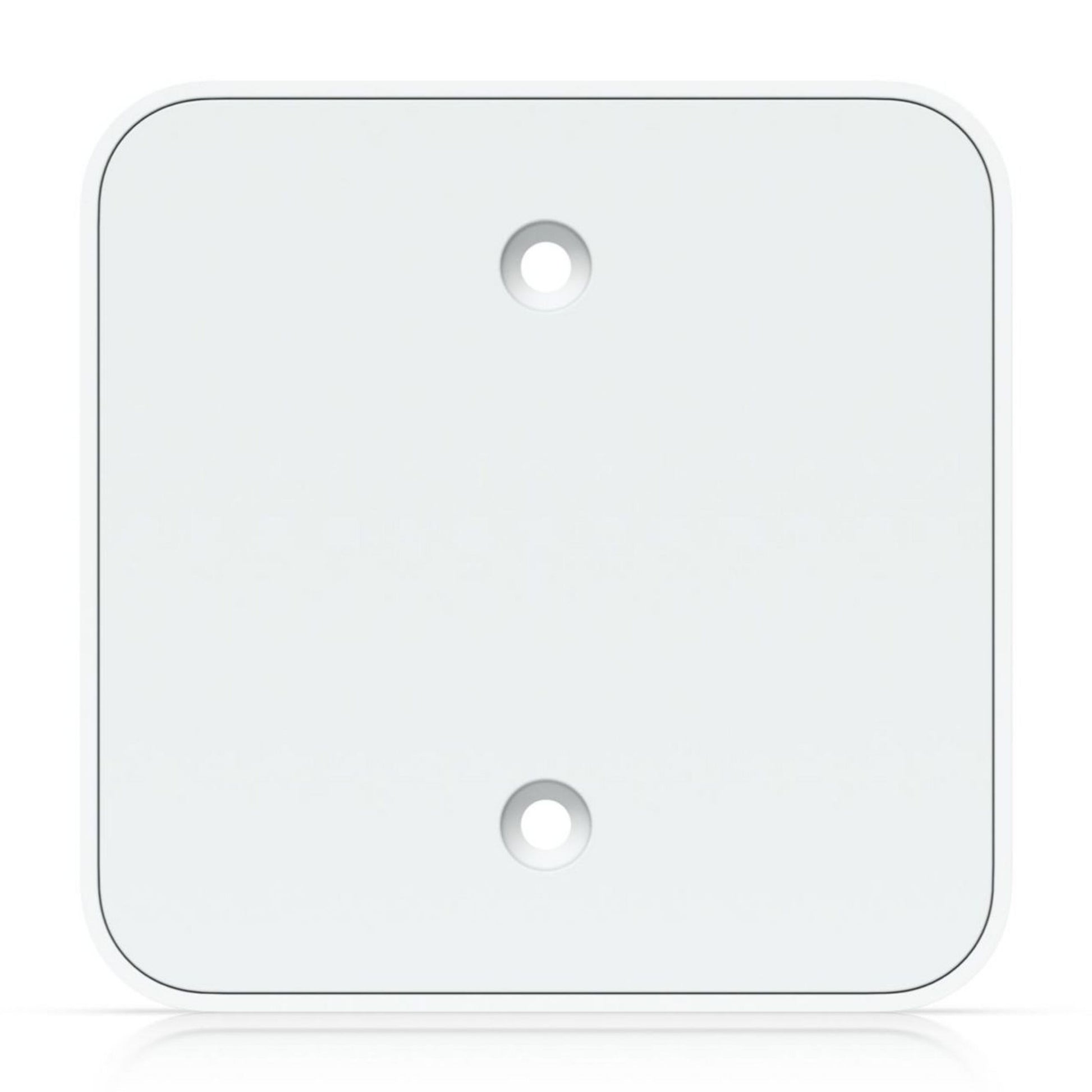 Ubiquiti flydende montering, hvid firkantet plast vægplade med afrundede hjørner og to skruehuller til UniFi Express/Gateway Lite.