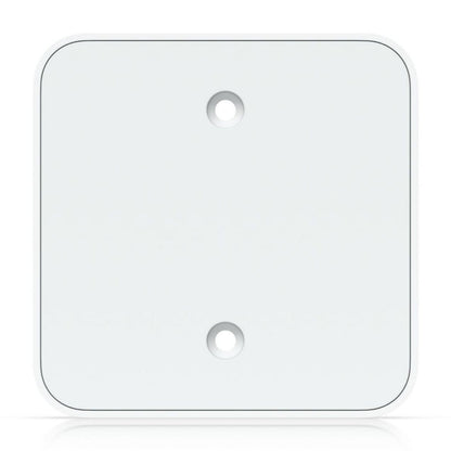 Ubiquiti flydende montering, hvid firkantet plast vægplade med afrundede hjørner og to skruehuller til UniFi Express/Gateway Lite.