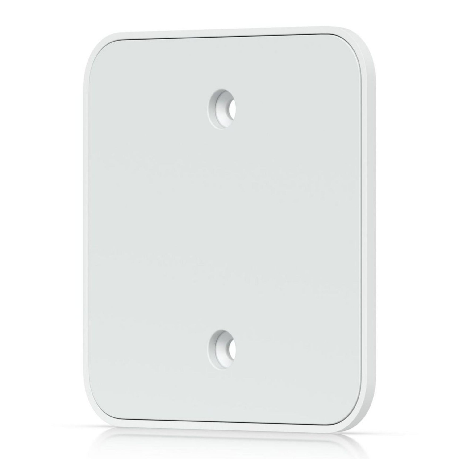 Ubiquiti vægplade, rektangulær, hvid med afrundede hjørner og to runde huller til UniFi Gateway Lite/Express montering.