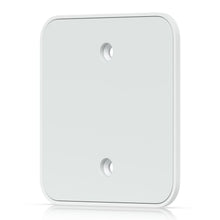 Ubiquiti vægplade, rektangulær, hvid med afrundede hjørner og to runde huller til UniFi Gateway Lite/Express montering.