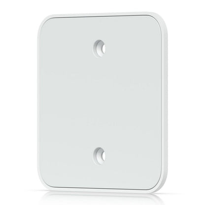 Ubiquiti vægplade, rektangulær, hvid med afrundede hjørner og to runde huller til UniFi Gateway Lite/Express montering.