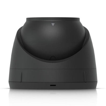 Ubiquiti UniFi Protect G5 Turret Ultra sort POE-kamera, afrundet design, lille pil øverst, slank port i bunden.