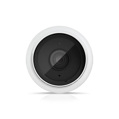 Ubiquiti UniFi Protect G5 POE overvågningskamera 3-pak, frontvisning, rund hvid kapsling med sort linse.