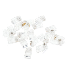 Luxorparts Modulstik RJ45 Cat. 6 UTP, klart plastik, synlige guldkontakter, Pass-Through design, flere stik.