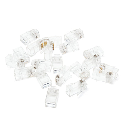 Luxorparts Modulstik RJ45 Cat. 6 UTP, klart plastik, synlige guldkontakter, Pass-Through design, flere stik.