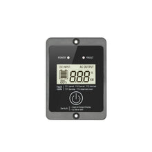 Vekselretter 1000 W ren sinus, digitalt panel med volt/watt/fejlindikatorer, 12 V til 220 V, fejl-ikoner, monteringshuller.