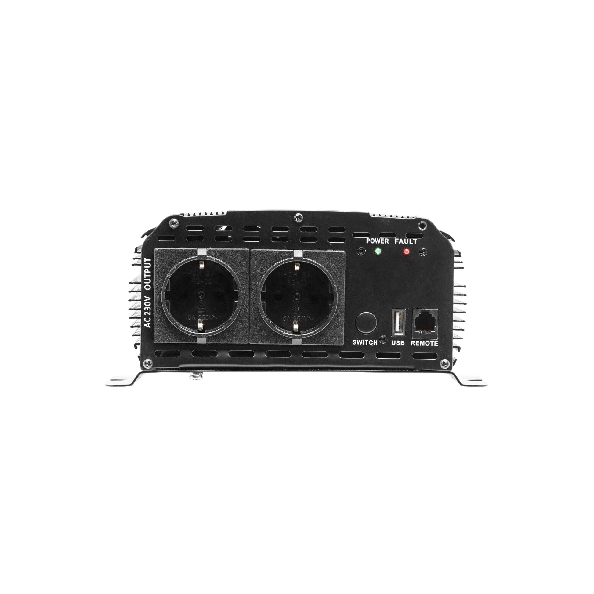 Luxorparts vekselretter 1000 W, 12V til 220V, til udtag, USB-port, fjernbetjeningsstik, Power/Fault indikatorer.