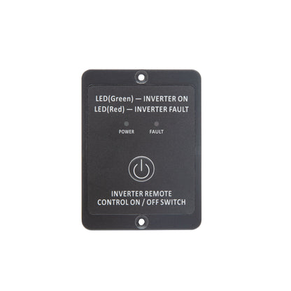 Luxorparts fjernbetjening til inverter 2000 W, sort, grøn power-LED, rød fejl-LED, central power-knap.