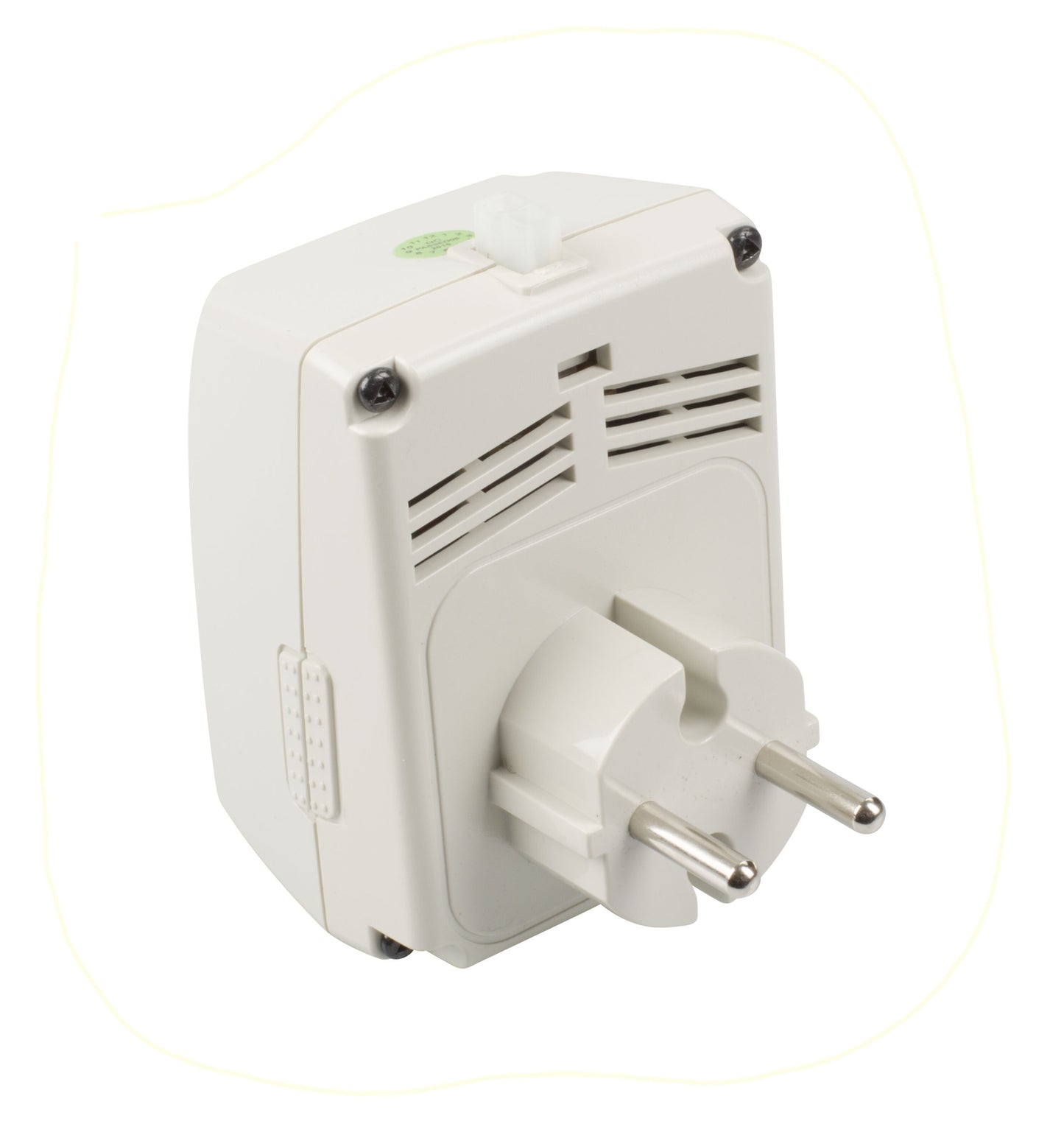 Tufvassons netadapter AC 17 V 20 VA hvid, europæisk tobenet stik, ventilationsslidser, topswitch, mærkat.