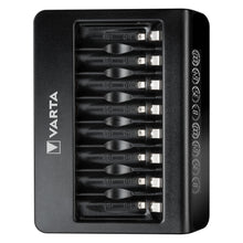 Varta LCD Multi Oplader+ oplader til 8x AA/AAA, fladt design, sideindikator for ladestatus, USB-C port.