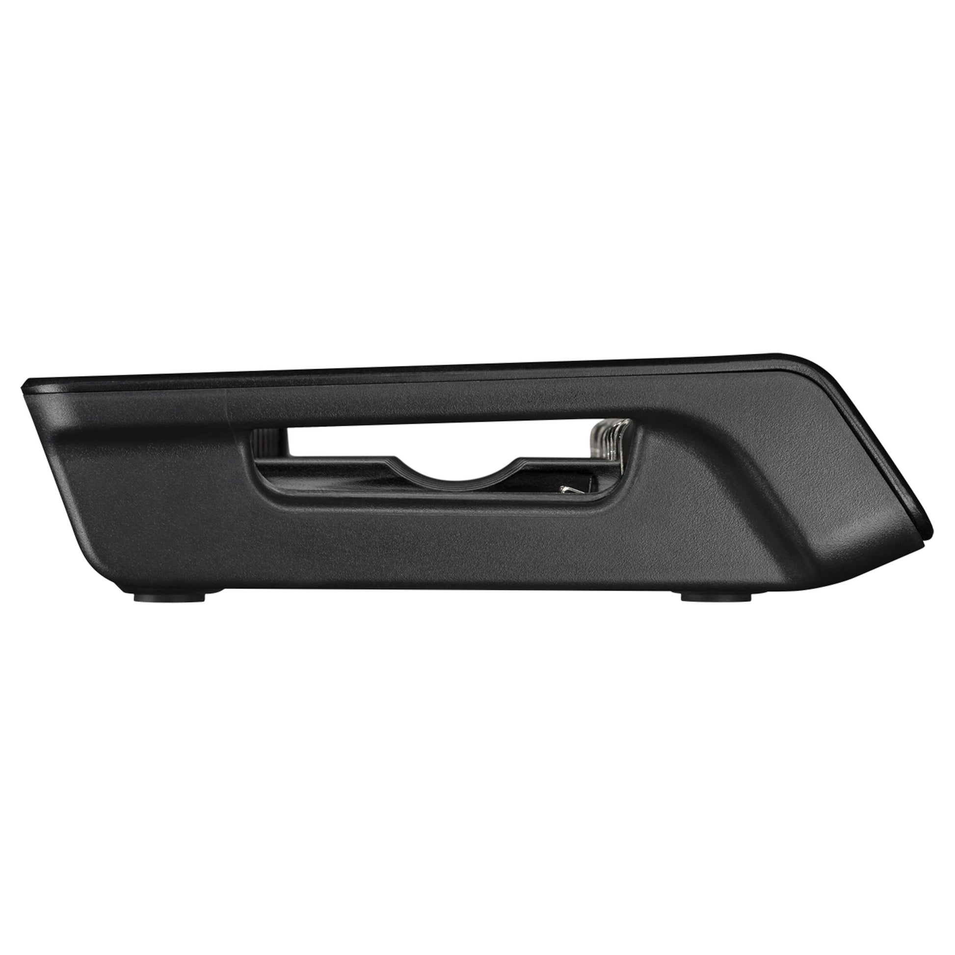 Varta LCD Multi Oplader+ Batterioplader, sort rektangulær plast, håndtagudskæring, metaldele, USB-C til AA/AAA.