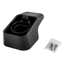 Deltaco vægbeslag til Type 2 opladningskabel, sort plast, med åbent spor og lås, inkl. skruer og rawlplugs.