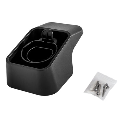 Deltaco vægbeslag til Type 2 opladningskabel, sort plast, med åbent spor og lås, inkl. skruer og rawlplugs.