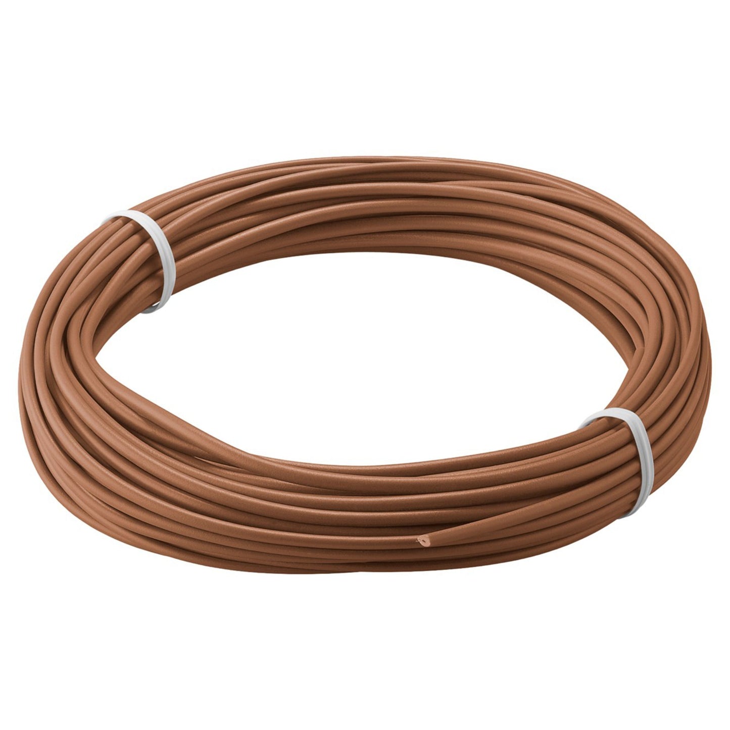 Goobay Isoleret forbindelsestråd 0,14 mm² brun, 10 m rulle, samlet med hvide bånd.