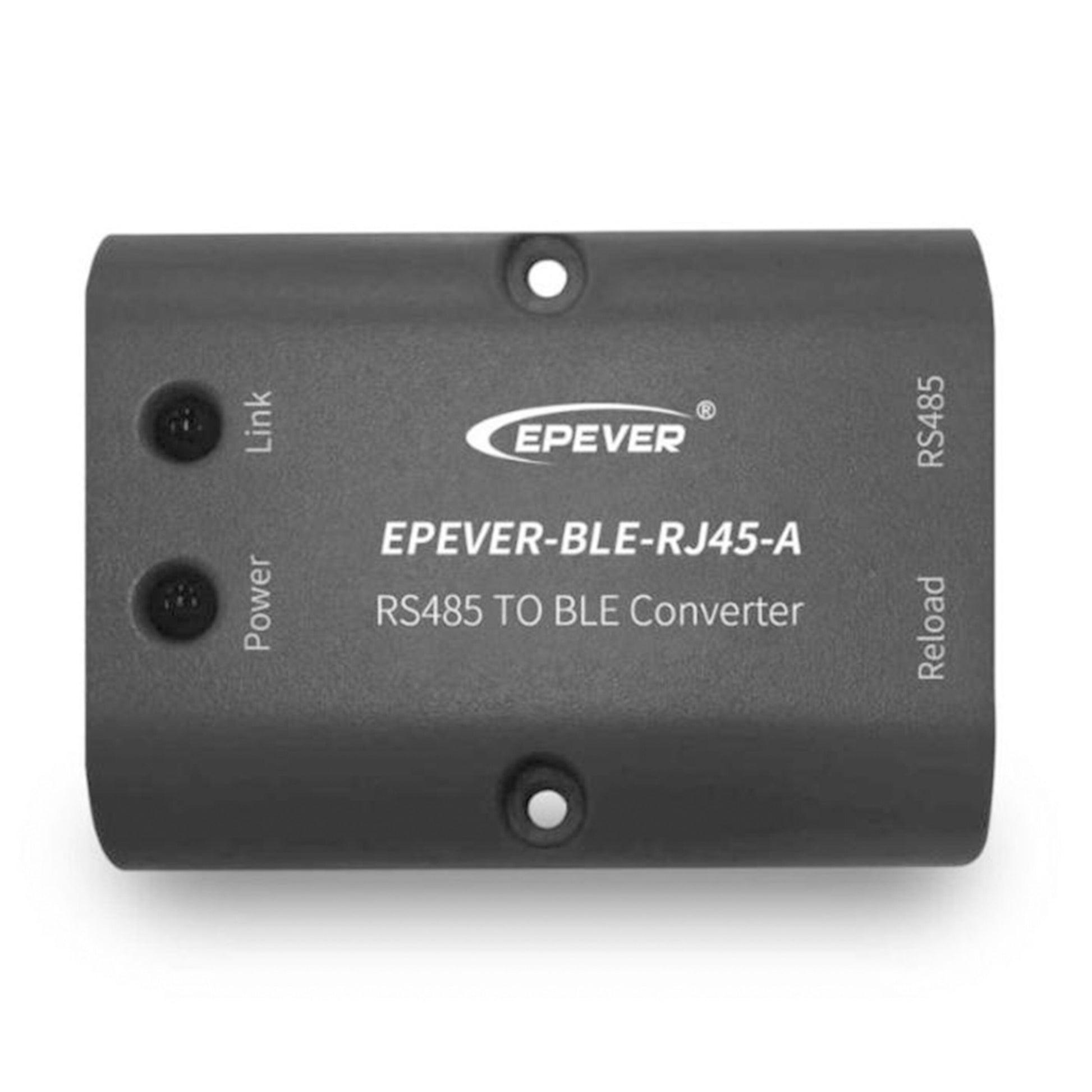 Epever BLU RJ45 til Bluetooth-modul, sort rektangulær RS485 til BLE Converter med Power, Link, RS485 og Reload indikatorer.
