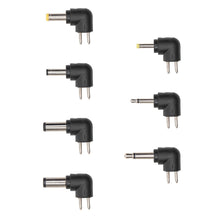 Luxorparts 7-delt DC-vinkeladapter-sæt, sorte stik i forskellige størrelser, sort plast, O-adaptere.
