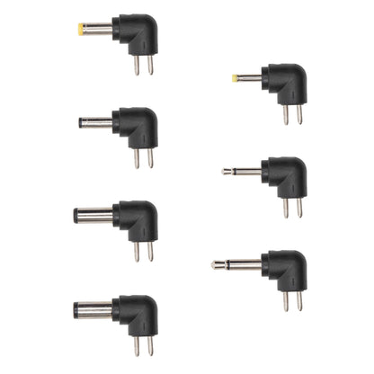 Luxorparts 7-delt DC-vinkeladapter-sæt, sorte stik i forskellige størrelser, sort plast, O-adaptere.