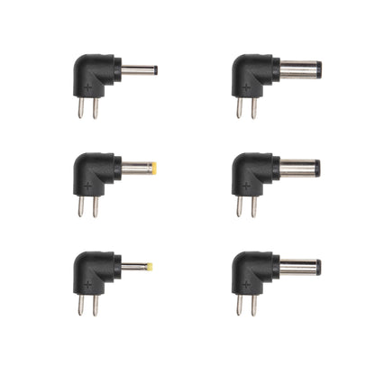 Adapterstik 6-pak, sort, vinkeltype, 2 gule og 4 sølvfarvede spidser, passer til Skiftet strømadapter 5V DC 15W.