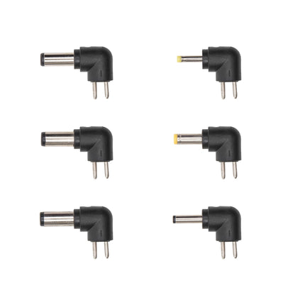 Skiftet strømadapter 5 V DC 15 W, sort, vinkelstik, til metalben pr. adapter, gul/sølv/sort universalspids.
