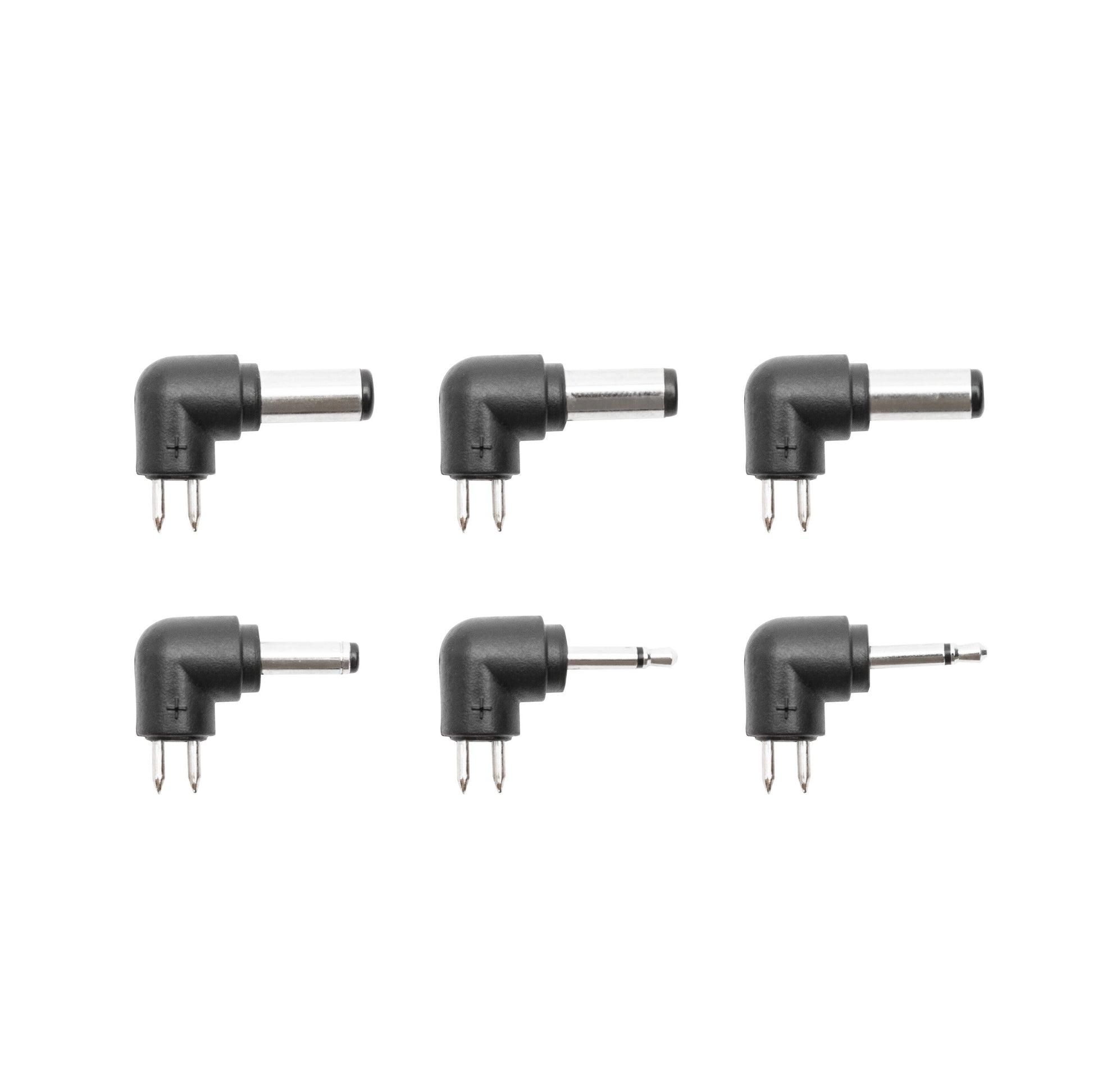 6 sorte Skiftet strømadaptere 12V DC 60W, vinkelstik, metalstifter, forskellige stikstørrelser og tip.