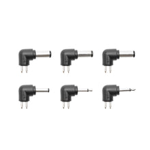 6 sorte Skiftet strømadaptere 12V DC 60W, vinkelstik, metalstifter, forskellige stikstørrelser og tip.
