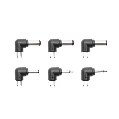6 sorte Skiftet strømadaptere 12V DC 60W, vinkelstik, metalstifter, forskellige stikstørrelser og tip.