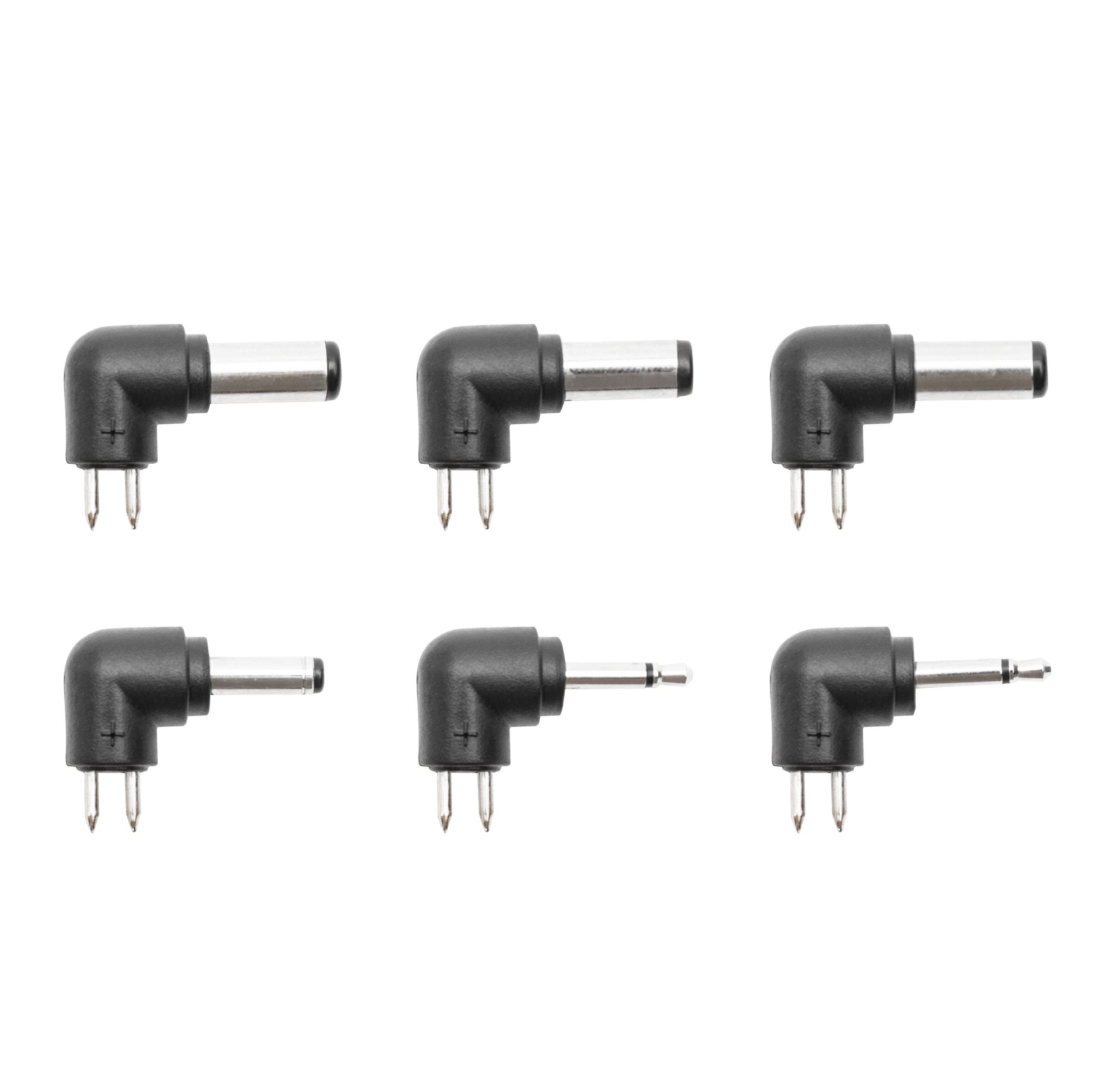 6 slags vinkel strømforsyningsadaptere, to metalben, cylinderstik i forskellige størrelser til Justerbar netadapter 12-24V DC 60W.
