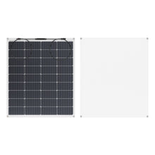 Nordmax Fleksibelt solpanel 120 W, monokrystallinske celler i gitter, topkabler, metaløjer i hjørner til montage.
