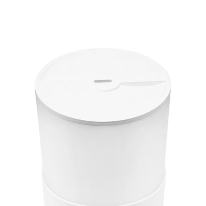 Rubicson luftfugter 2,5 L hvid, rund med glat låg og midtersprække, timer og stemningsbelysning, ultralydsteknologi.