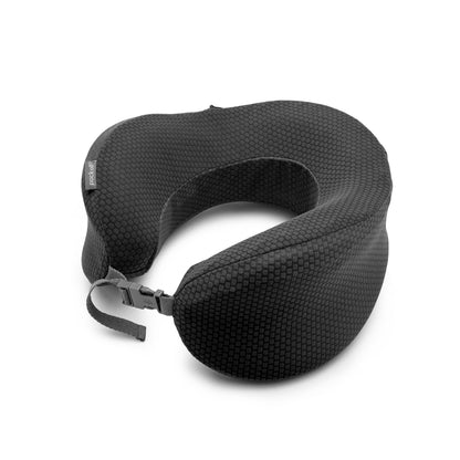 Luxorparts Rejsepude sort memory foam rejsehovedpude med tekstur og spænde-rem.