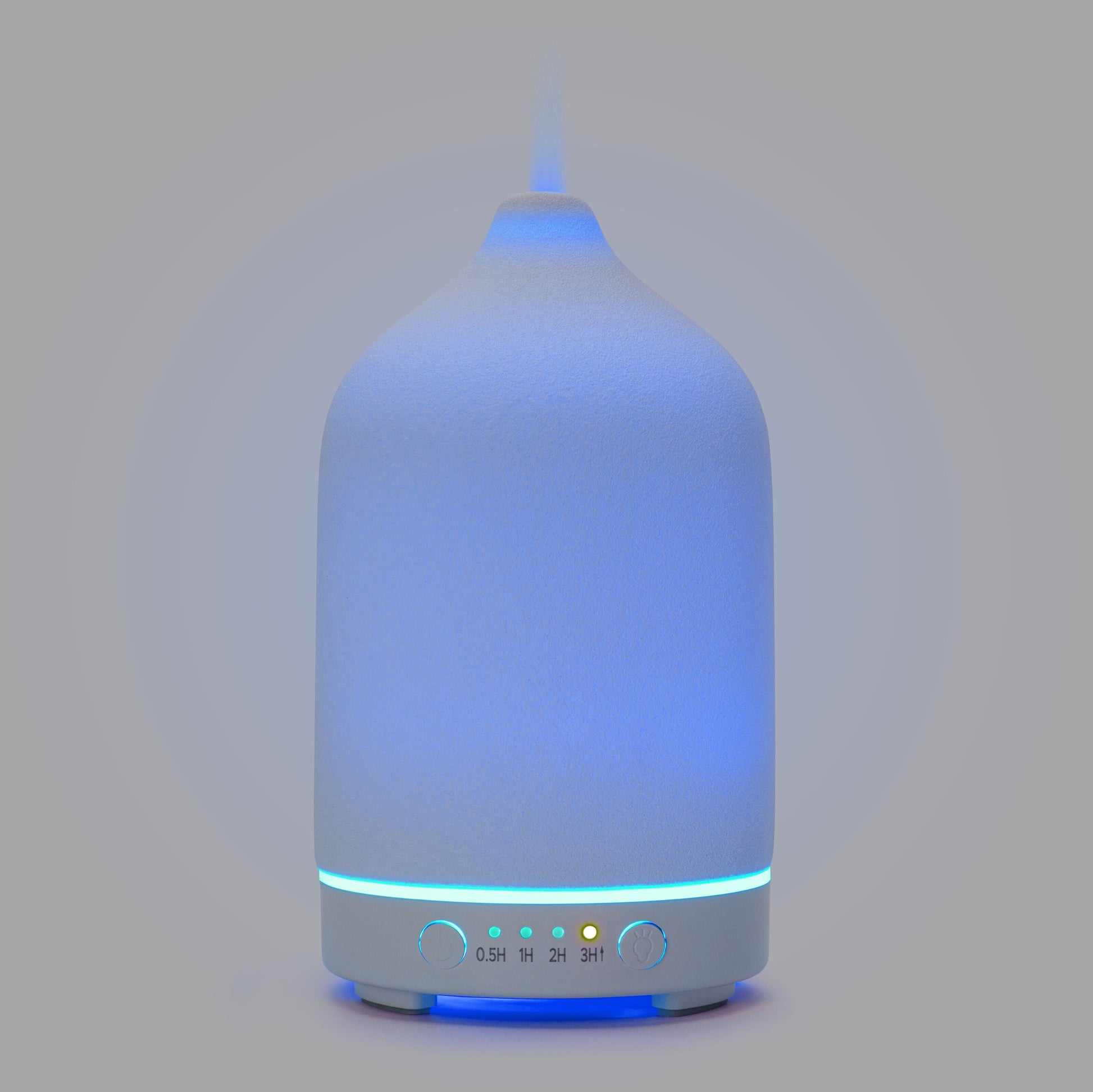 Aromadiffusor med ultralyd, hvid, blåt LED-lys, timer (0,5H/1H/2H/3H), egnet til æteriske olier.