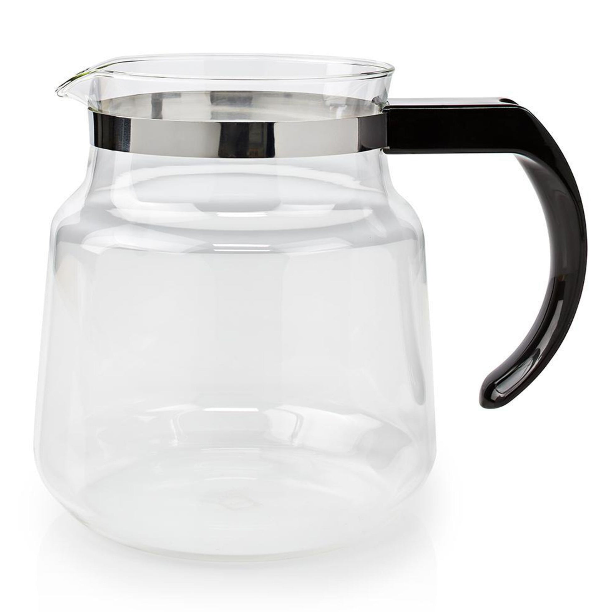 Glaskande 1,2 L til Moccamaster KBG/KBG Select med bred fod, smal hals, rustfri stålkant og sort håndtag.
