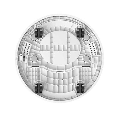 Xiaomi Smart Affugter Lite underside, rund hvid plast med gitter og fire sorte hjul, model affugter 13 l/døgn.