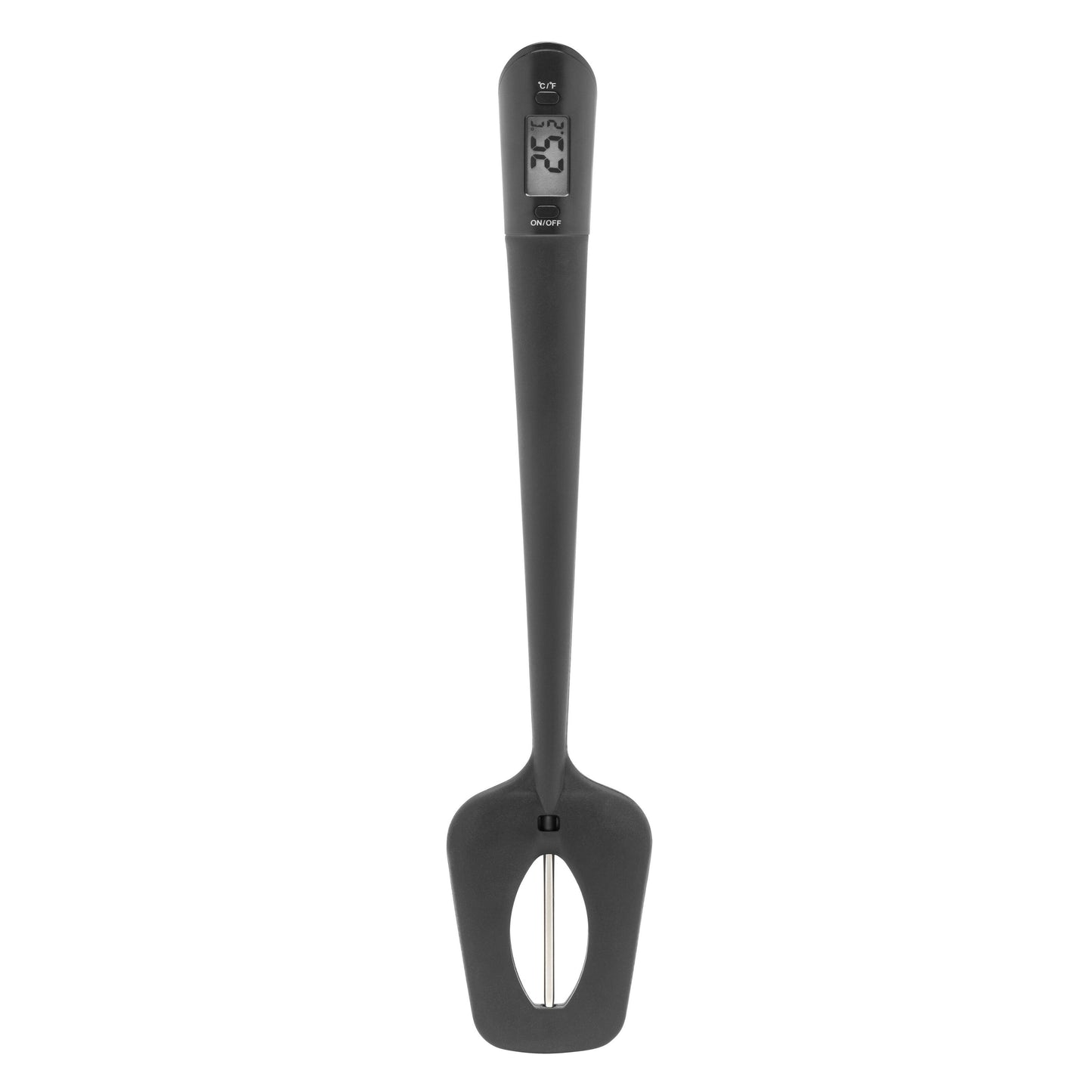 Rubicson dejskraber med digitalt termometer, sort, LCD-display i håndtaget viser 25,2°C.