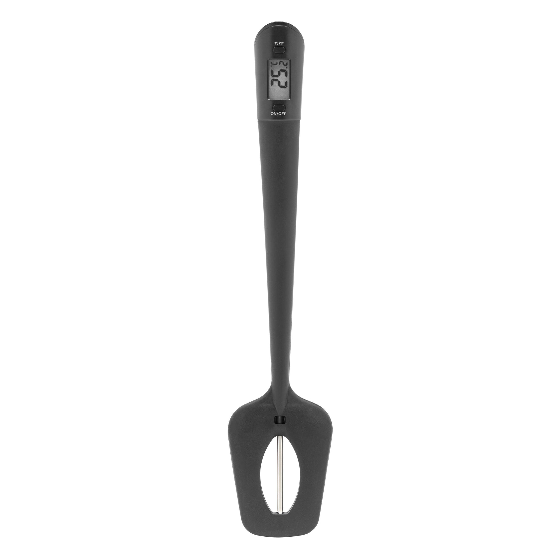 Rubicson dejskraber med digitalt termometer, sort, LCD-display i håndtaget viser 25,2°C.