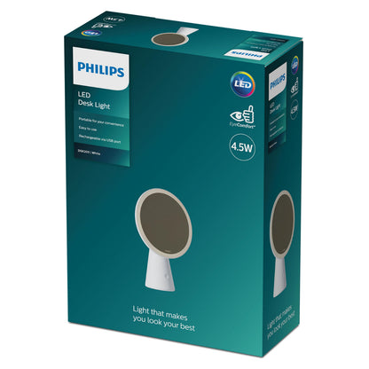 Philips Makeup spejl hvid med LED-belysning, EyeComfort, USB-opladning og 4,5W.