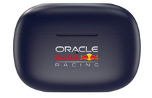 Oracle Red Bull Racing in-ear trådløse hovedtelefoner blå, navy etui med logo foran, aktiv støjreduktion.